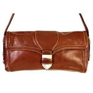 Michael Kors BROWN GENUINE LEATHER SLIM SHOULDER BAG PURSE SATCHEL HANDBAG